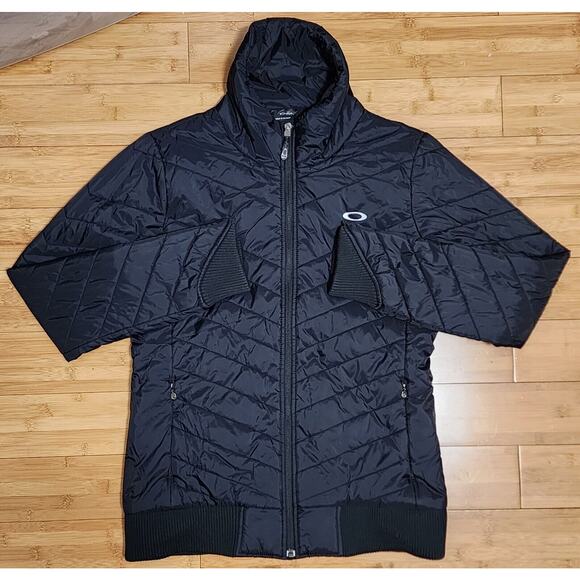 Oakley Quilted Jacket Women's Sz Large Black Insulated Puffer Full Zip Ski Coat - Picture 1 of 10